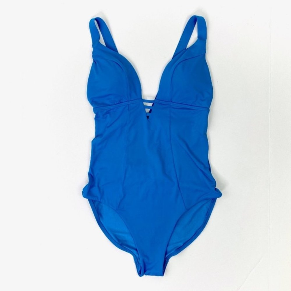 Sun Lab Swim onepiece aqua blue strappy swimsuit M